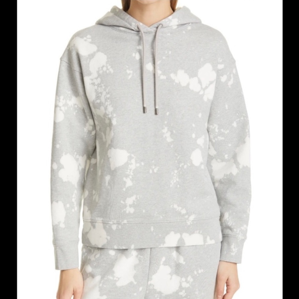 Frame Easy Cotton Gray and White Tie Dye Bleach Hoodie Size Med